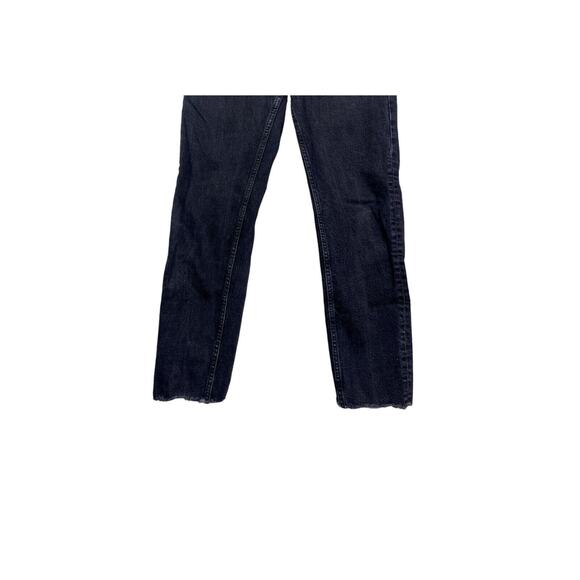 ZARA Slim Straight High Waisted Stretch Jeans Raw Hem 6 Rinsed Black #3059 - Picture 7 of 14